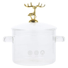Set Of 2 Stock Pot With Lid Ramen Cooker Glass Boiling For Stove