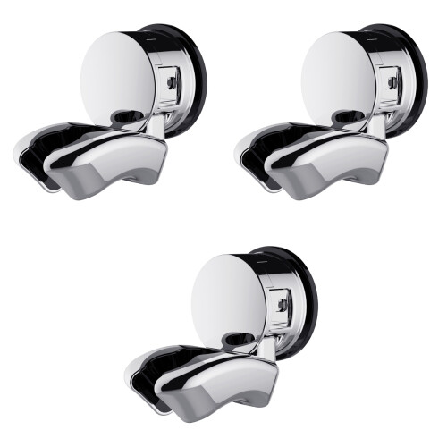 3pcs Shower Caddy Suction Cup Wall Mount Shower Head Holder Easy Install No Drill 2