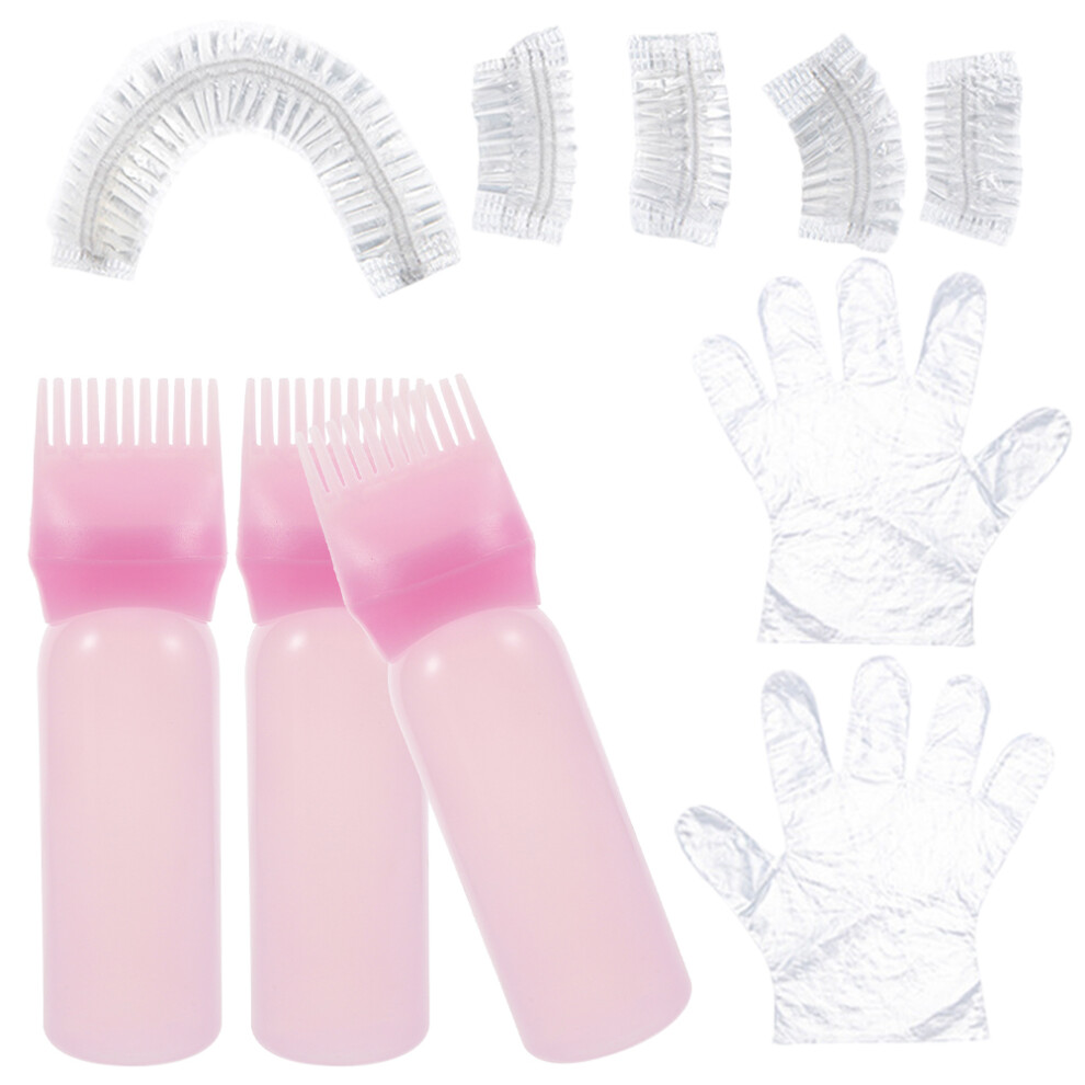 Happyyami 5Sets Salon Hair Dyeing Tool Kit Pink Plastic Hair Applicator
