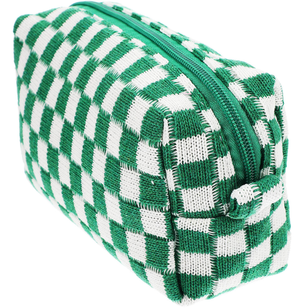 Vaguelly 4Pcs Makeup Checkered Portable Cosmetic Bag Zipper Toiletries