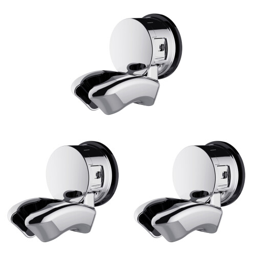 3pcs Shower Caddy Suction Cup Wall Mount Shower Head Holder Easy Install No Drill 1