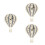 3Pcs Bamboo Hot Air Balloon Wall Clocks Light Grey Decorative Art 4