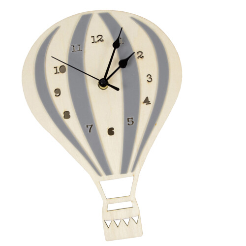 3Pcs Bamboo Hot Air Balloon Wall Clocks Light Grey Decorative Art 1