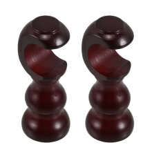 6Pcs Solid Wood Curtain Rod Brackets Brown Wall Mount Hardware Set