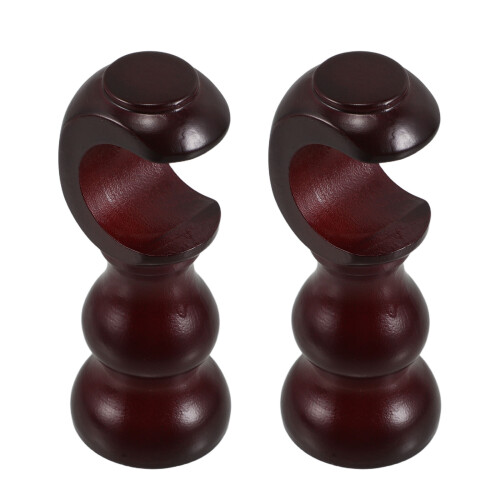 6Pcs Solid Wood Curtain Rod Brackets Brown Wall Mount Hardware Set