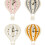 3Pcs Bamboo Hot Air Balloon Wall Clocks Light Grey Decorative Art 3