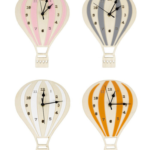 3Pcs Bamboo Hot Air Balloon Wall Clocks Light Grey Decorative Art 2