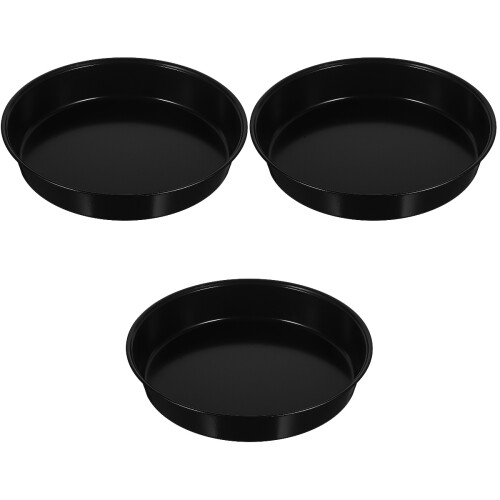 3Pcs Black Carbon Steel Baking Pans Nonstick Round Cookie Sheets 2