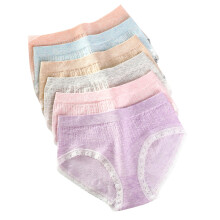Grey Cotton Briefs Women Underpant Moisture Absorption Lace Design