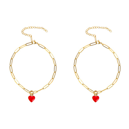2 Pack Anklet For Women Decorative Bracelets Adjustable Heart Chain 1