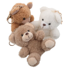 12Pcs Plush Bear Keychains Multi Color Soft Stuffed Animal Bag Charms