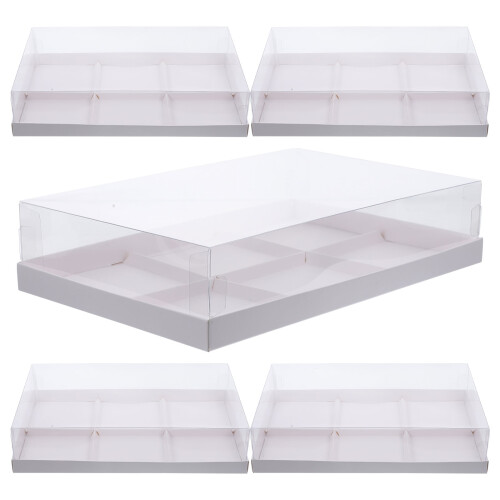 10Pcs White Clear Cake Boxes Portable Bakery Containers for Cupcakes 2