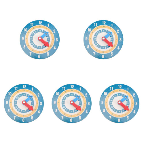 5Pcs Wooden Teaching Clock For Kids Learning Time And Math 1