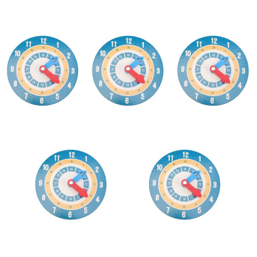 5Pcs Wooden Teaching Clock For Kids Learning Time And Math 2