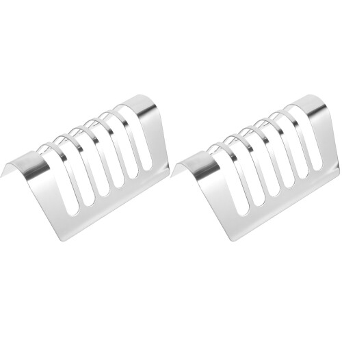 2Pcs Silver Stainless Steel Toast Stand Reusable Kitchen Bread Rack 2
