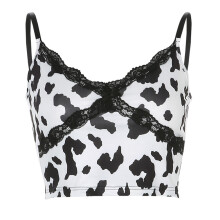 3 Pcs Lady Summer Short Tops Cow Grain Sleeveless Waistcoat Vest