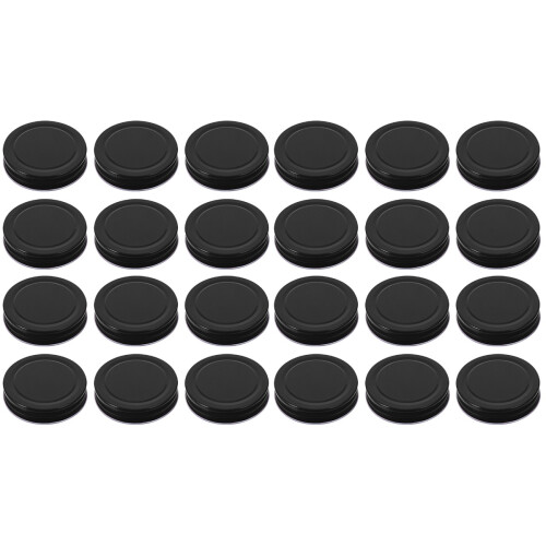 32Stk Runde Einmachglasdeckel Aus Schwarzem Weißblech Mit Dichtung 1
