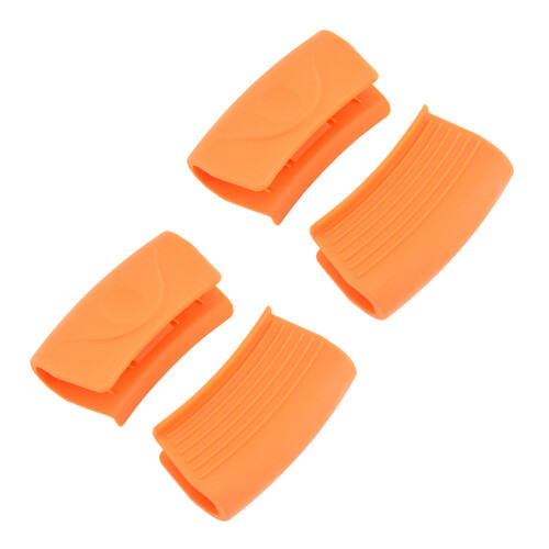 8Pièces Protège-Poignées Silicone Orange Résistant Chaleur Cuisine