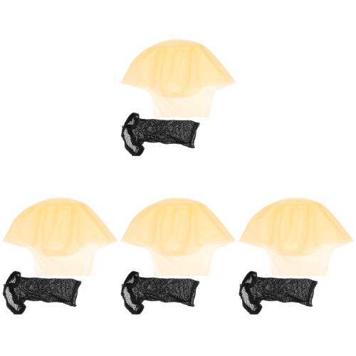 4 Sets Latex Bald Caps Mesh Wig Caps For Cosplay Performance 2
