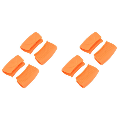 8Pièces Protège-Poignées Silicone Orange Résistant Chaleur Cuisine 1
