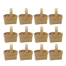 12Pcs Mini Woven Basket With Handle Rattan Organizer Jewelry Bin