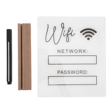 3Pcs White Acrylic Wooden WiFi Password Sign for Hotel and Office Desk