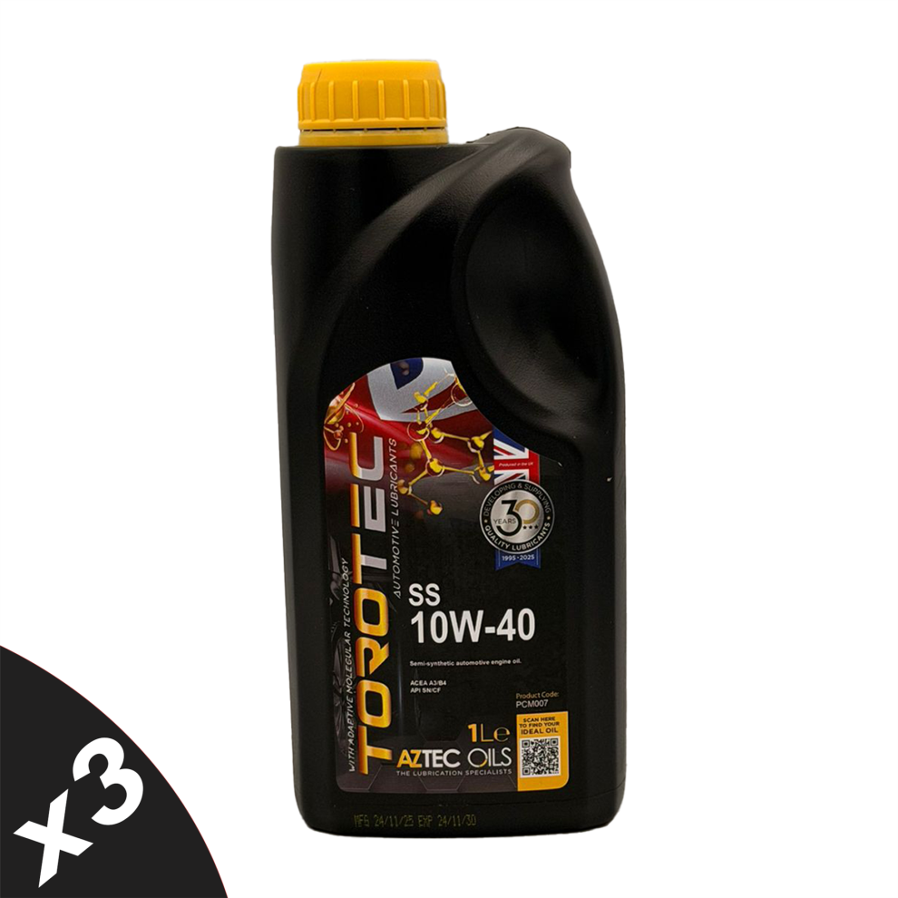 10W40 Semi Synthetic Engine Oil Aztec Ss Acea A3/B4 Api Sn/Cf Vw 502/505 3X1l 5056820582047