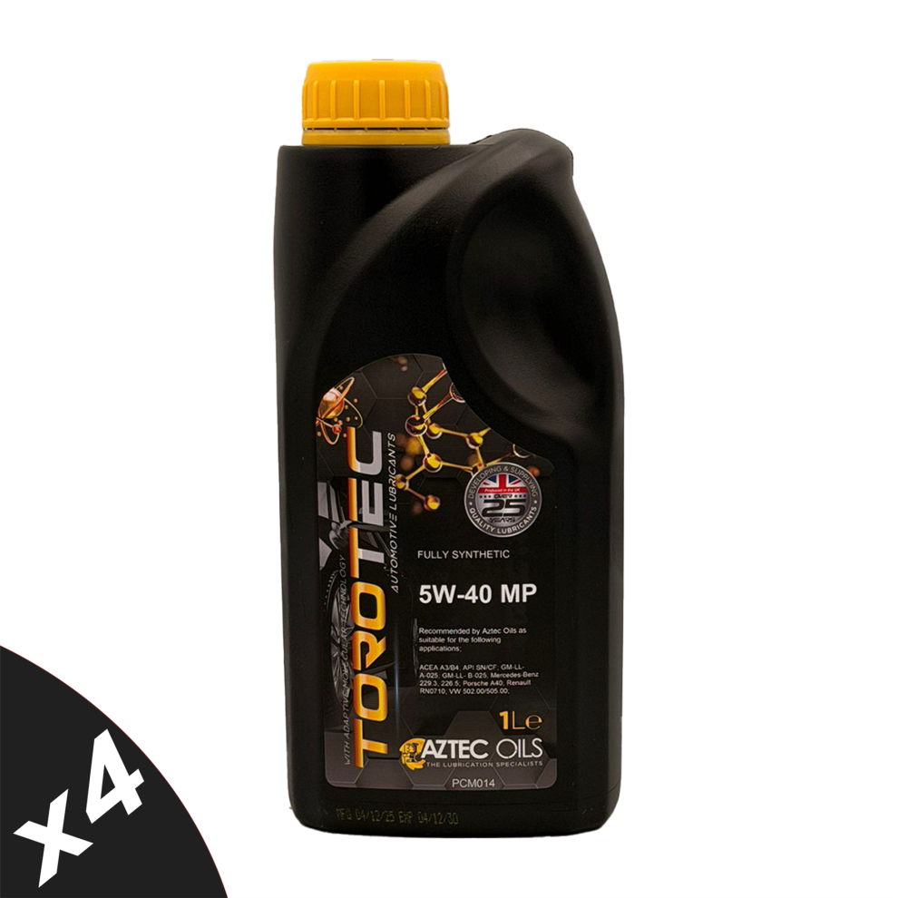 Aztec 5W40 Fully Synthetic Engine Oil Torotec Mp Acea A3/B4 Rn0710 Vw 502 4X1l 5056820582498