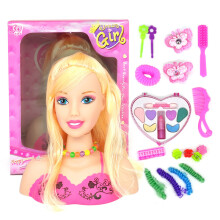Tête de poupée pour coiffer, ensemble de jeu d'imitation pour enfants avec cheveux doux et facile à coiffer, incluant des accessoires de
