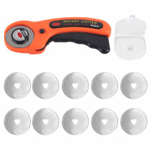Cortador rotativo para tecido com lâminas de substituição, ferramenta de corte rotativa de 45 mm com trava de segurança, cabo ergonômico, corte