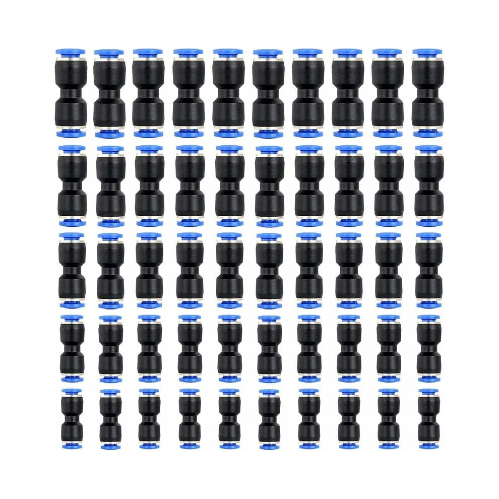 Push To Connect Fitting, Plastic Body Ensuring Lightweight Performance, Features An Elliptical Release Ring For Easy Tubing Management, 50Pcs, Black 9423501445353