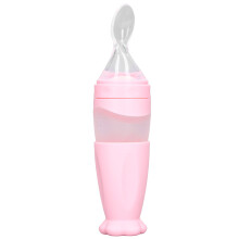 Babynahrungslöffel für einhändiges Füttern, Quetschspender mit Verschlussdeckel und Filterfunktion, BPA-freier Silikonlöffel