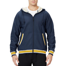 Felpa con cappuccio e zip intera da uomo, giacca calda in pile foderata in sherpa con cappuccio regolabile con coulisse, felpa con cappuccio in