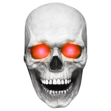 Mască de Halloween înfiorătoare și înfricoșătoare cu ochi iluminați cu LED-uri roșii, mască cu craniu mobil, fabricată din latex de