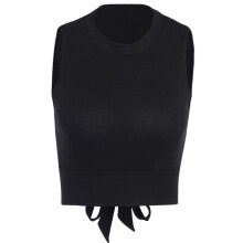 Sexet, ærmeløs crop tanktop med åben ryg og høj hals. Slim fit. Åndbart stof. Premium polyamid. Højstrækbar striktop til dag- og aftenoutfits.