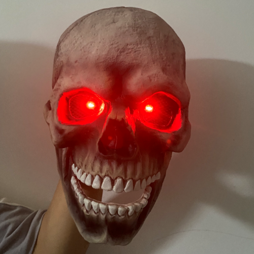 Τρομακτική μάσκα τρόμου για το Halloween με κόκκινα φωτισμένα μάτια LED, κινητή μάσκα 1