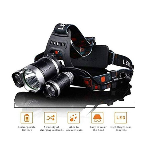 Φακός κεφαλής LED Adventure Ready, επαναφορτιζόμενος και αδιάβροχος σχεδιασμός, 1