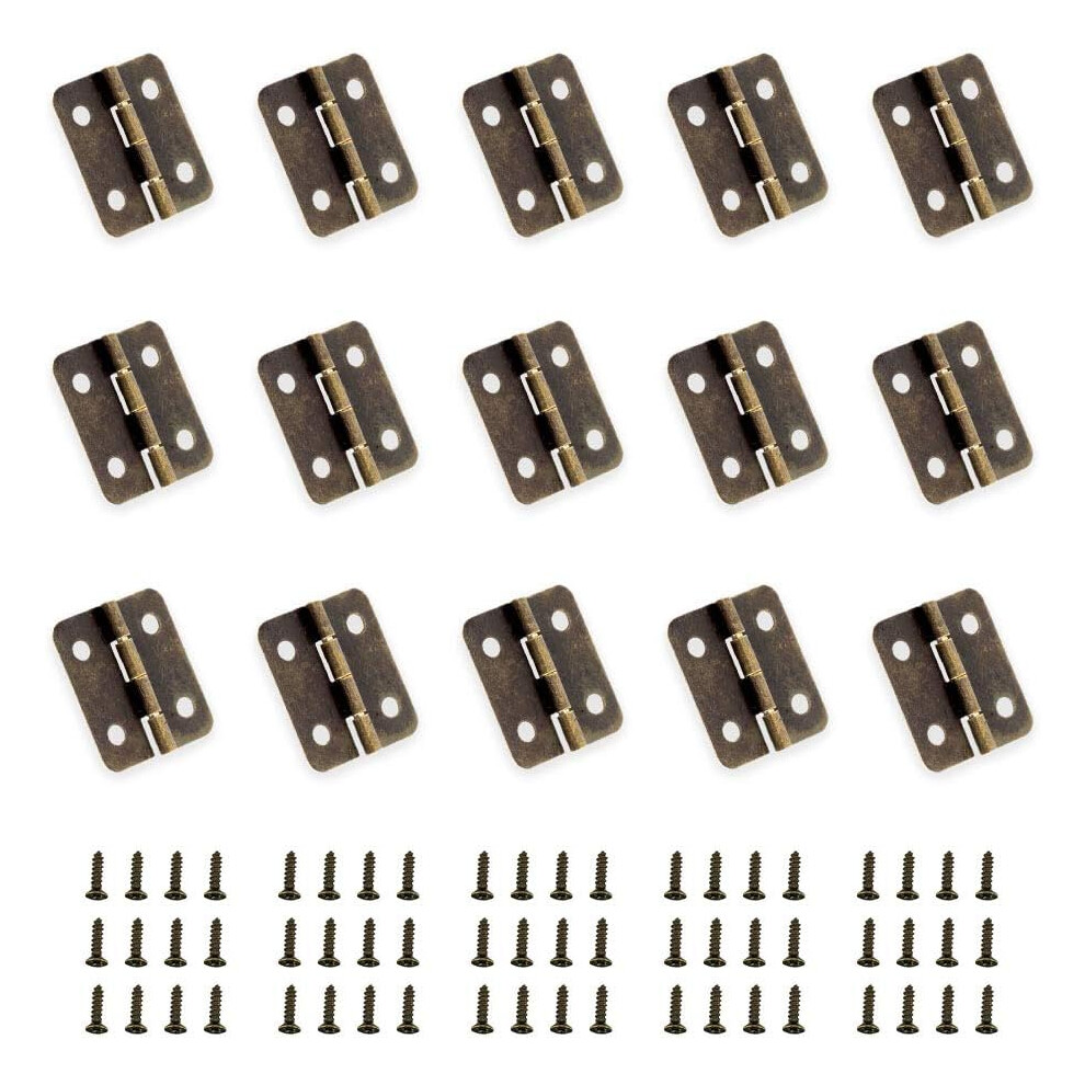Craft Enthusiast's Delight, Decorative Mini Hinges For Woodworking Projects, Storage Box Included, Iron With Antique Brass Plating, Fully Extendable 9173940970328