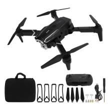Drone med HD-kamera til voksne og børn, 4K dobbelt FPV-funktion WiFi-drone, foldbar quadcopter med app-kontrol, optisk flowpositionering,