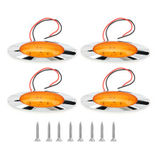 Amberkleurige ovale LED-markeringslichten voor zware voertuigen, universele plug-and-play voor 12V-voertuigen, 16 LED-zijmarkeringslichten met