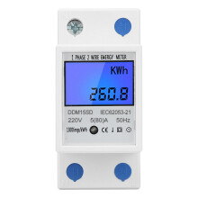 Enfas energimätare Digital bearbetningsteknik med LCD-skärm Effektkompensationsenhet Spänning Ström Effektmätning för DIN-skena