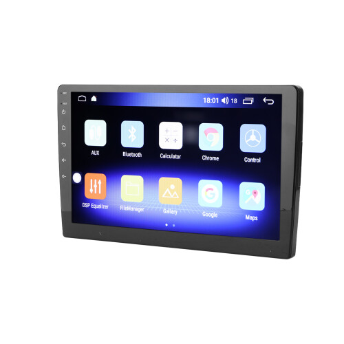 Android-Autoradio mit GPS-Navigation, Touchscreen, Android 10-Headunit, Bluetooth, FM-Radio, WLAN, Mirror Link, zwei USB-Anschlüssen und 1