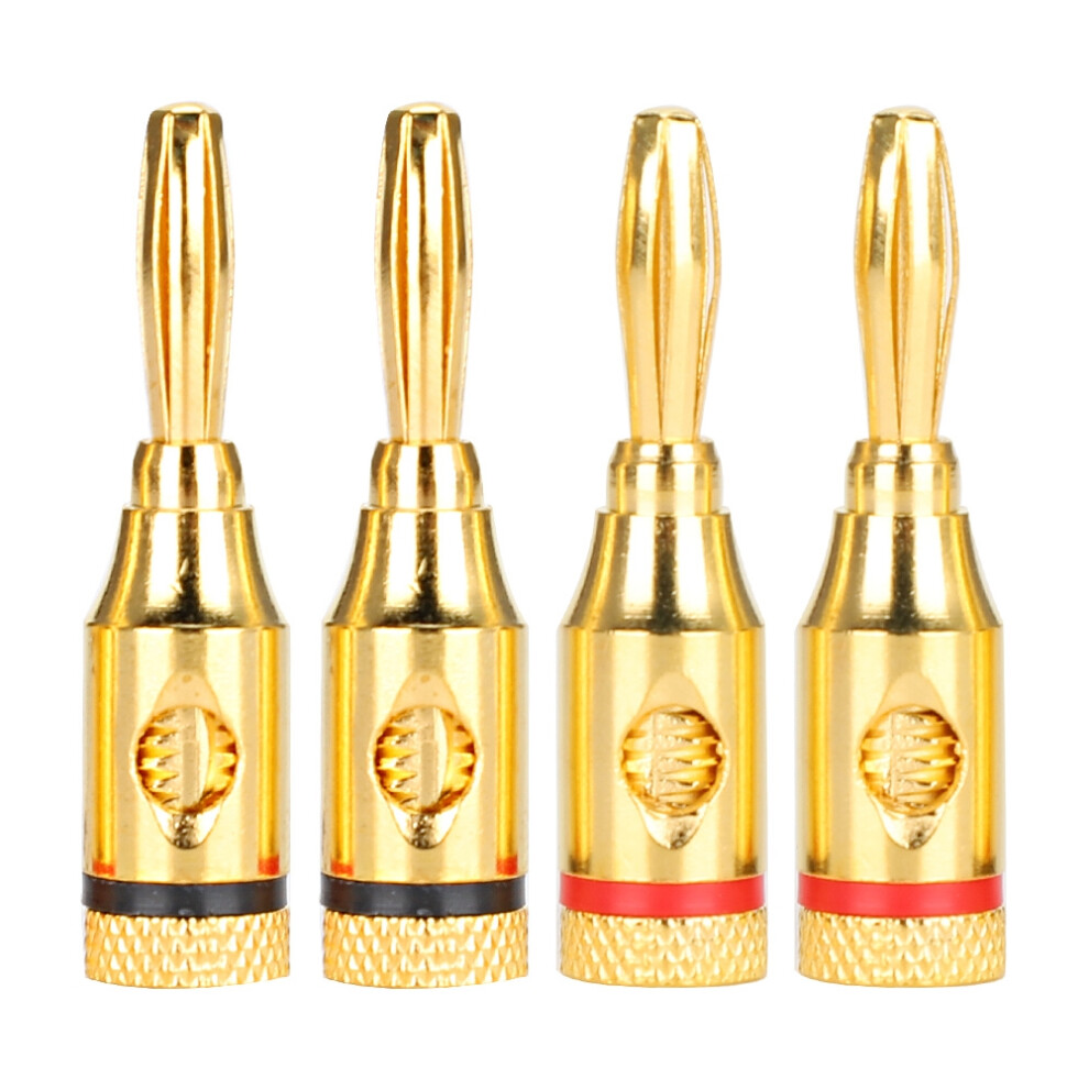 Open Screw Banana Plugs Gold Plated Speaker Cable Connectors Accepts 12 To 18 Awg Speaker Wires Corrosion Resistant Bare Wire Compatible With Binding 9358999954929
