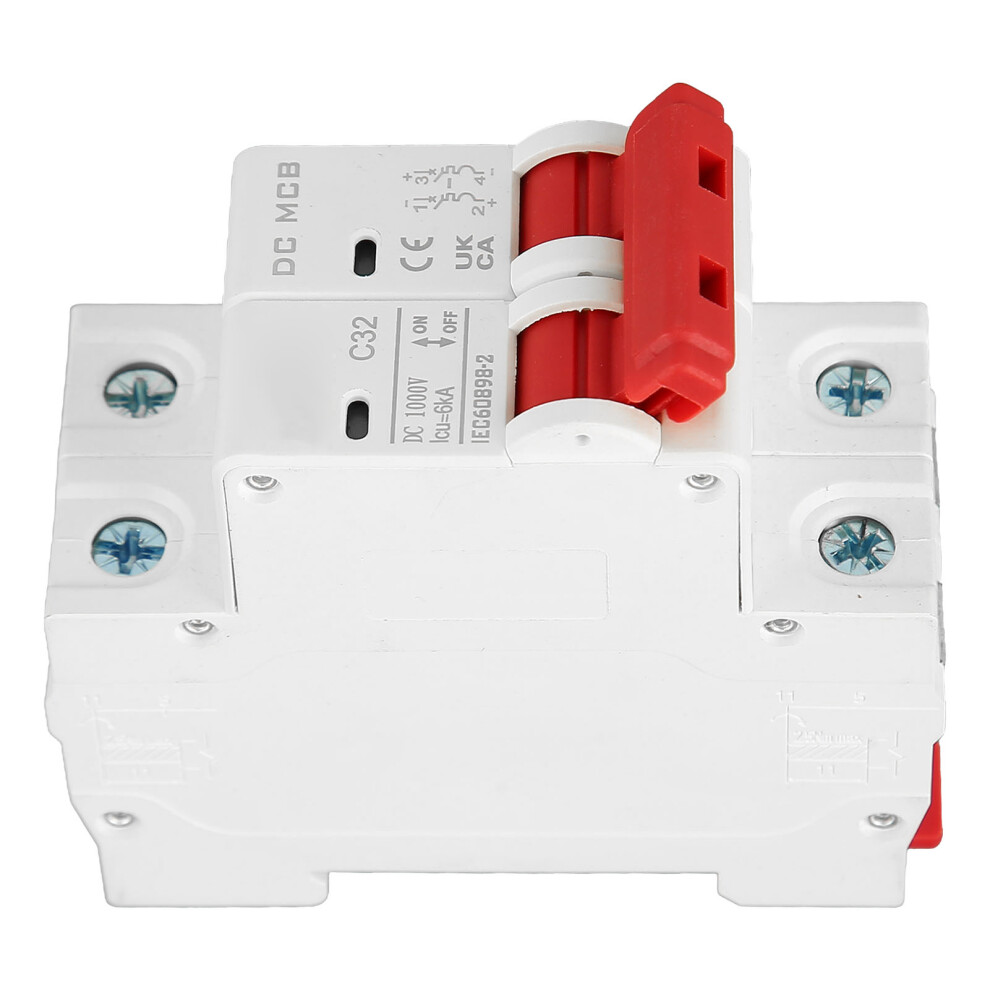 Dc Miniature Circuit Breaker 2P 32A Din Rail, 1000V, 6000A Capacity 6941381025364
