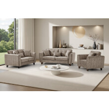 (3+2+1 Seat Sofa Set, Mink) Faux Suede Sofa 3 Seater 2 Seater Arm Chair In Grey or Mink