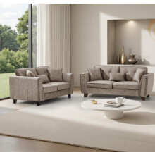 (3+2 Seat Sofa Set, Mink) Faux Suede Sofa 3 Seater 2 Seater Arm Chair In Grey or Mink