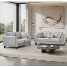 (3+2 Seat Sofa Set, Grey) Faux Suede Sofa 3 Seater 2 Seater Arm Chair In Grey or Mink