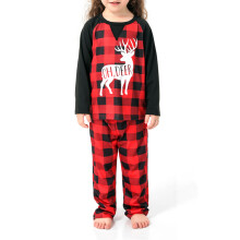 Pijamas suaves para niños, conjuntos de pijamas de algodón estampados para niños con mangas largas y cuello redondo, estampado de alces