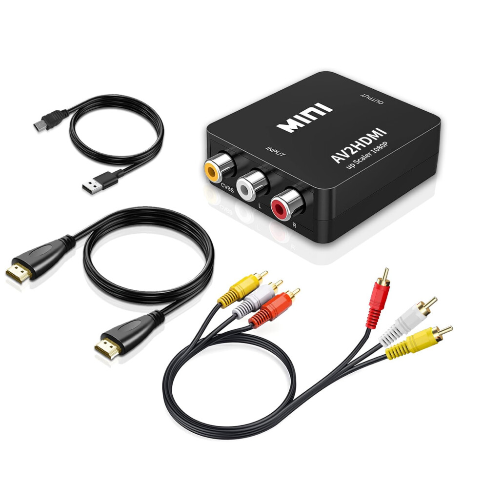 Rca To Hd Adapter, Av To Hd Converter, 1080P To Hd Cvbs Av Composite Adapter For Ps2 Wii Xbox Snes N64/Tv/Pc/Ps3/Stb/Xbox Vhs/Vcr/Blu-Ray Dvd Player Yellow/White/Red 74122165