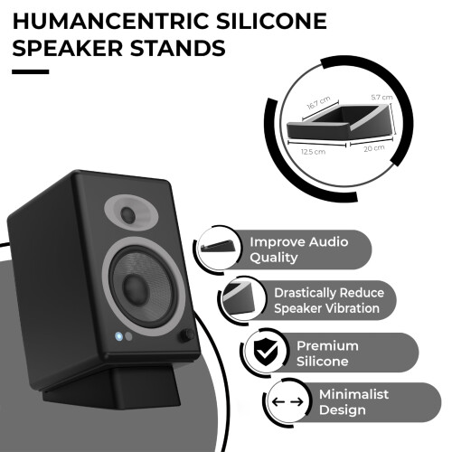 HumanCentric Desktop Speaker Stands Wedge, Desk Speaker Stands for Medium Speakers, Anti Vibration Silicone Angle Wedge Speaker Riser for Computer, B 1